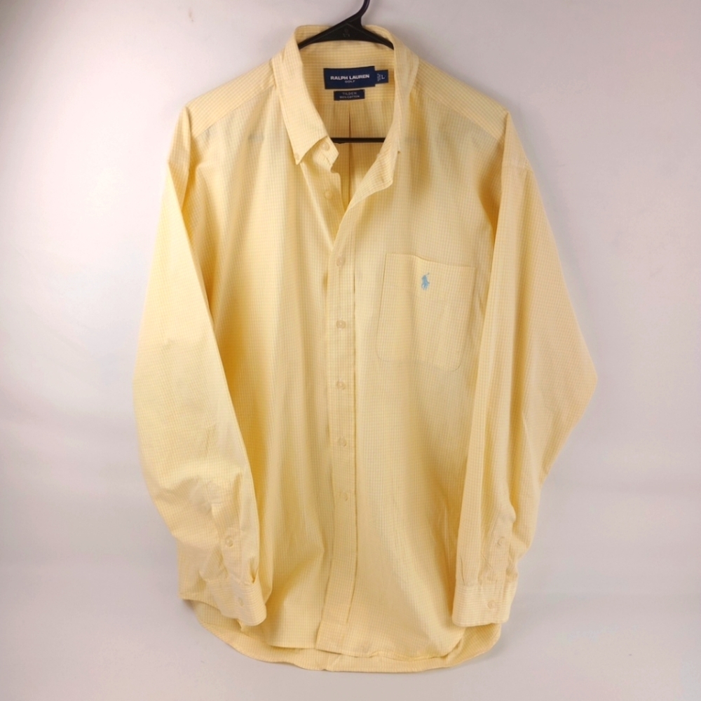 Ralph Lauren Men's Yellow Button Down Shirt Long Sleeve Size Large
